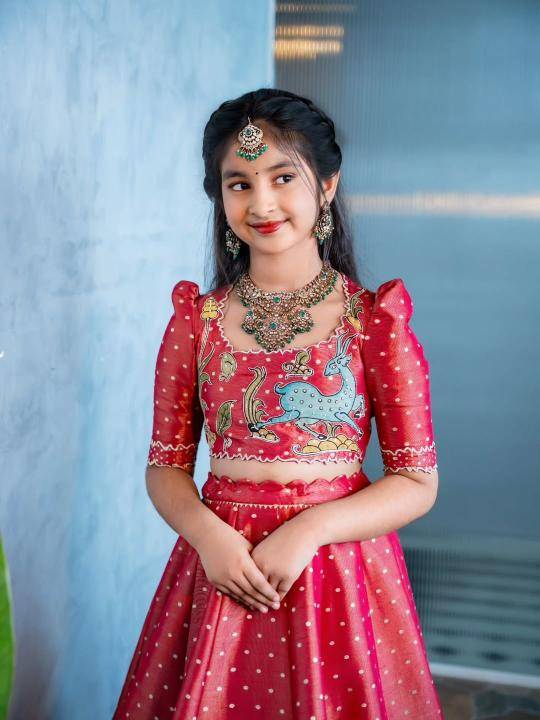 Trending Kalam Kari Kids Red Lahenga Indian clothing distributors